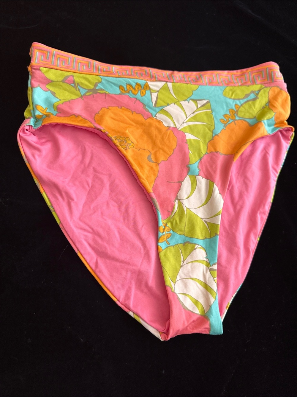 Trina Turk Playa de Flor Pink & Orange Floral High-Waist Bikini Bottoms